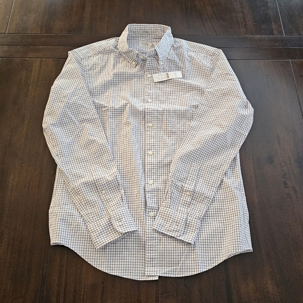 J. Crew navy grid patterned button down size medium
